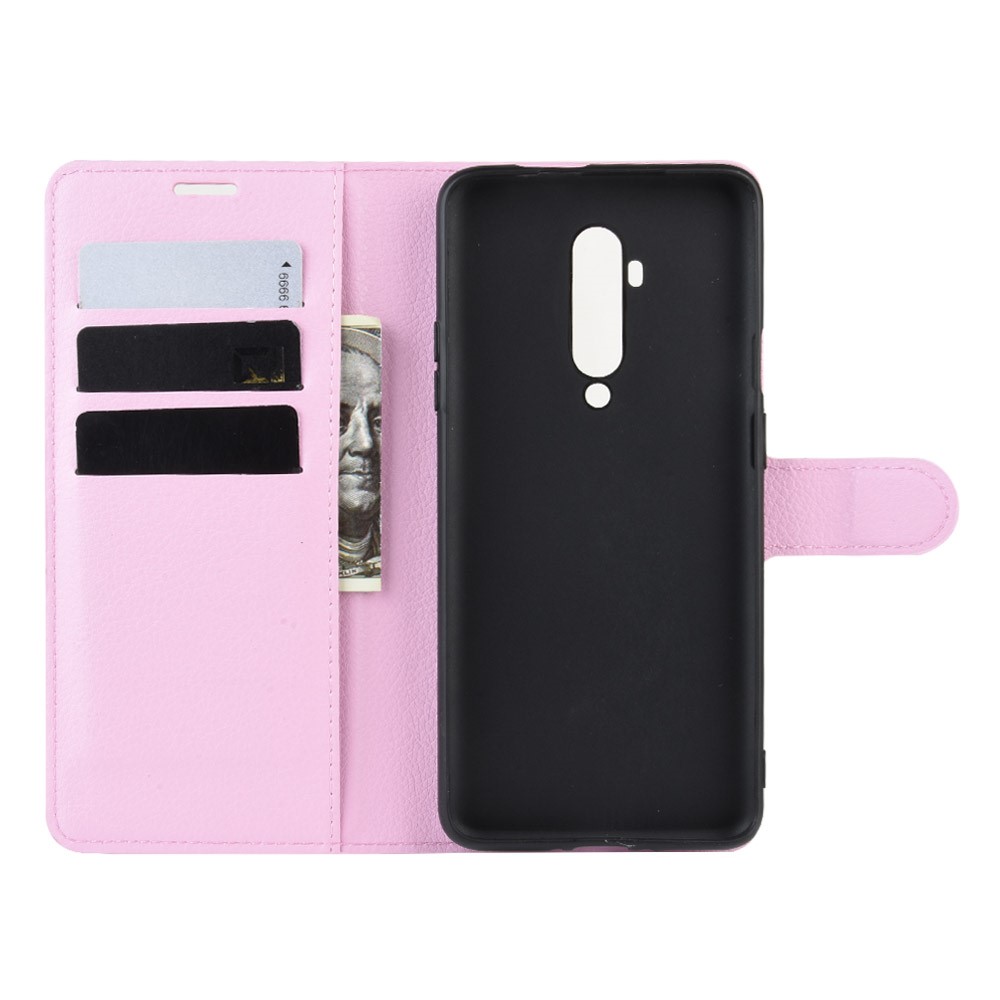  OnePlus 7T Pro - Litchi Plånboksfodral - Ljus Rosa