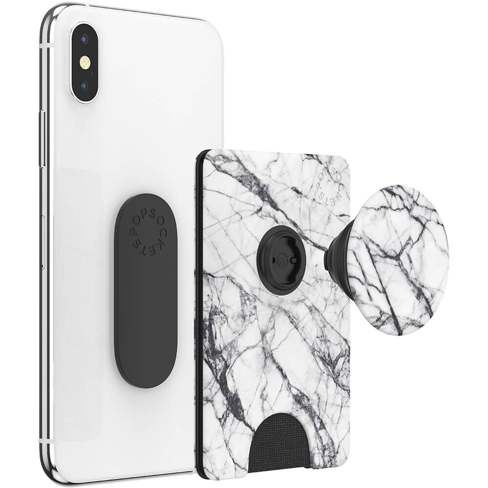 PopSockets PopSockets PopWallet+ Avtagbar Mobil Plånbok Dove White Marble