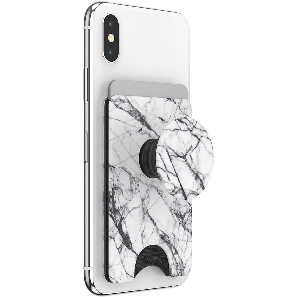 PopSockets PopSockets PopWallet+ Avtagbar Mobil Plånbok Dove White Marble