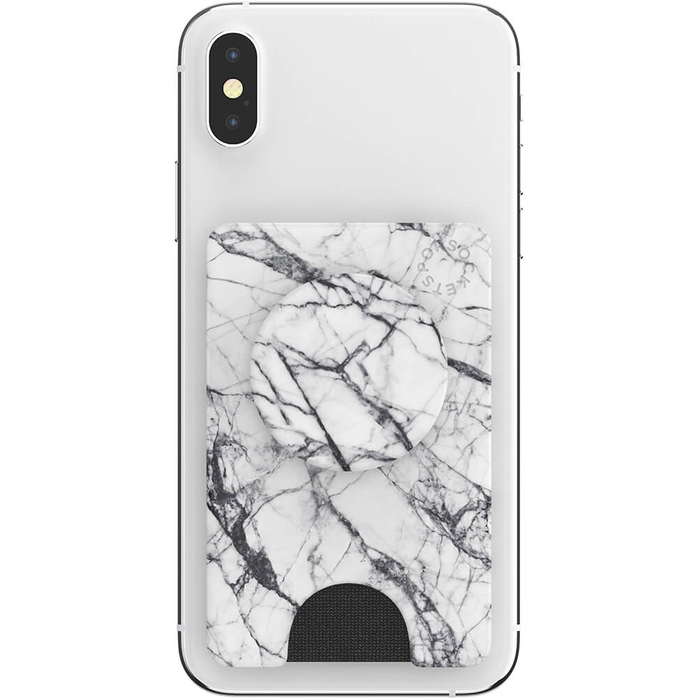PopSockets PopSockets PopWallet+ Avtagbar Mobil Plånbok Dove White Marble
