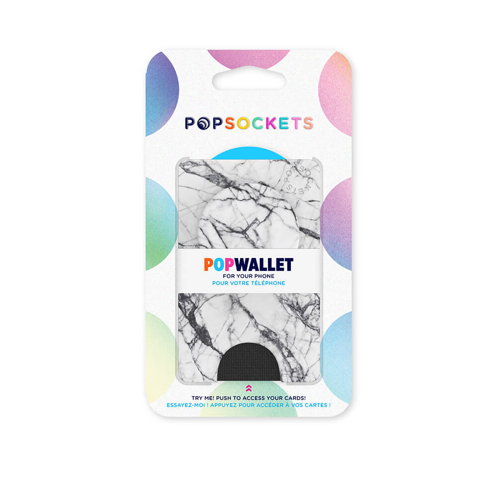 PopSockets PopSockets PopWallet+ Avtagbar Mobil Plånbok Dove White Marble