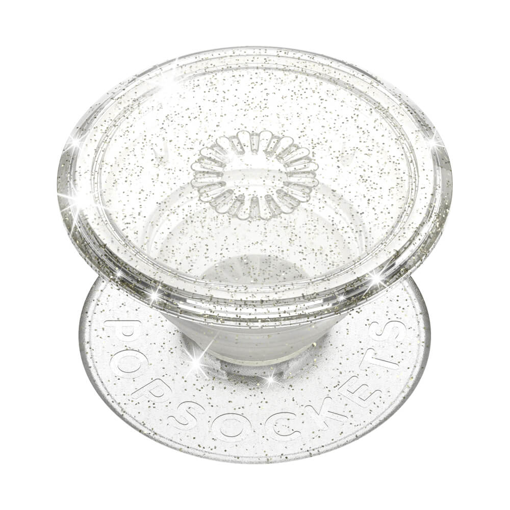 PopSockets PopSockets Avtagbart Grip med Ställfunktion Clear Glitter Silver