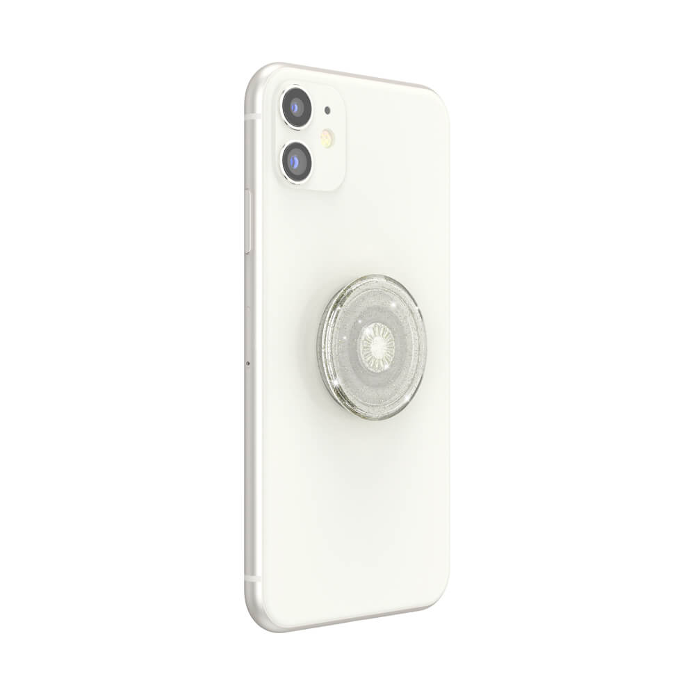 PopSockets PopSockets Avtagbart Grip med Ställfunktion Clear Glitter Silver