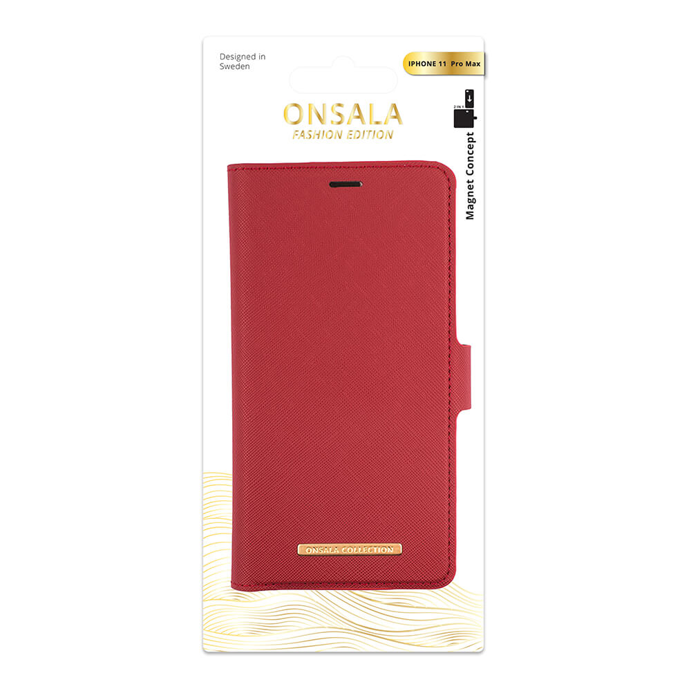 Onsala ONSALA iPhone 11 Pro Max 2in1 Magnet Fodral / Skal Saffiano Red
