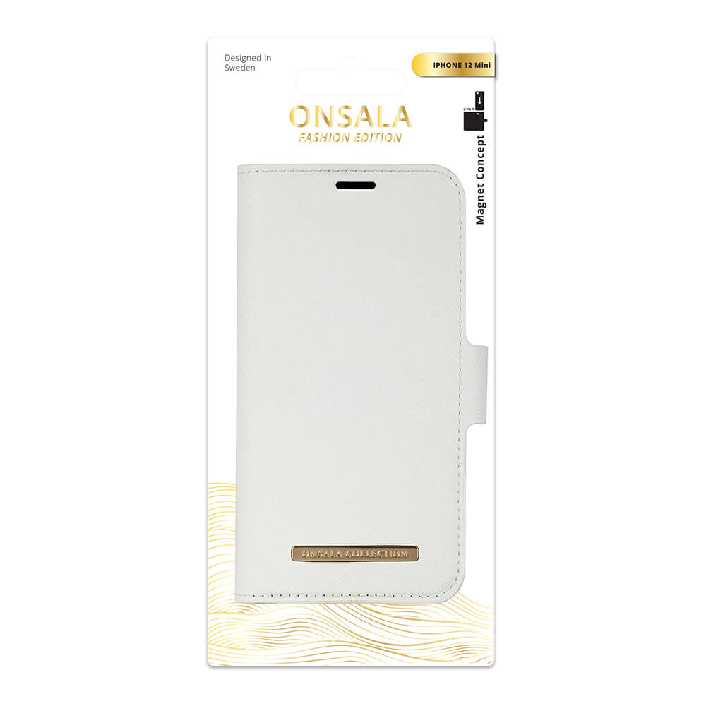 Onsala ONSALA iPhone 12 Mini 2in1 Magnet Fodral / Skal Saffiano White