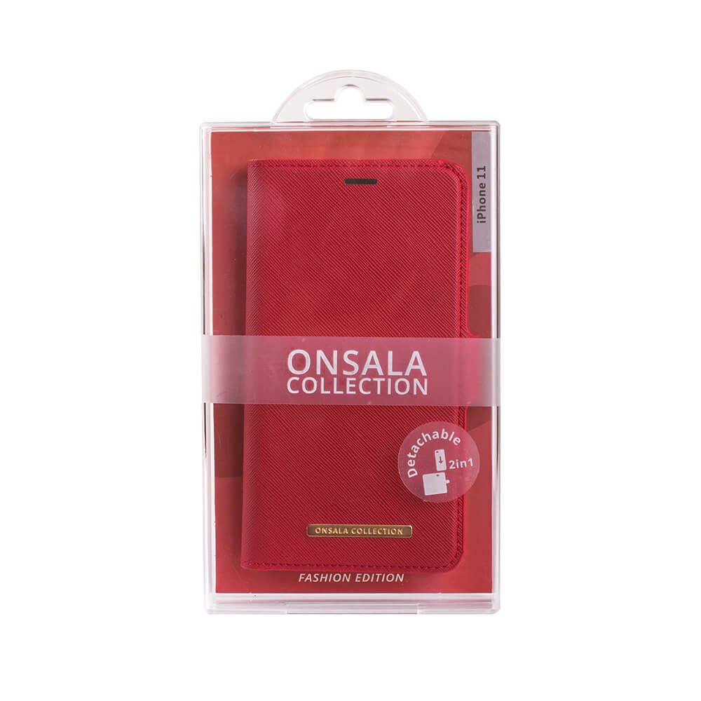 Onsala ONSALA iPhone 12 Mini 2in1 Magnet Fodral / Skal Saffiano Red