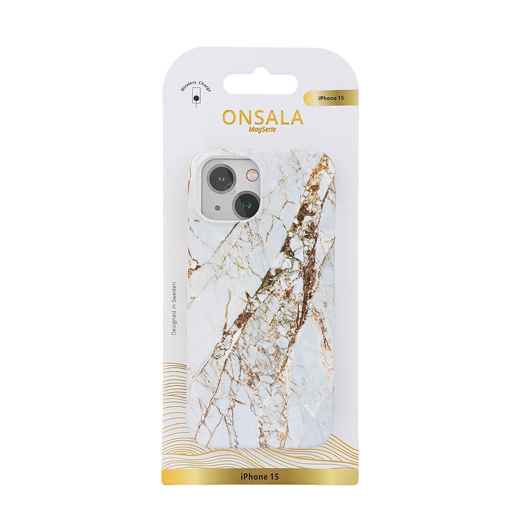 Onsala ONSALA iPhone 15 Mobilskal MagSafe Marmor White Rhino