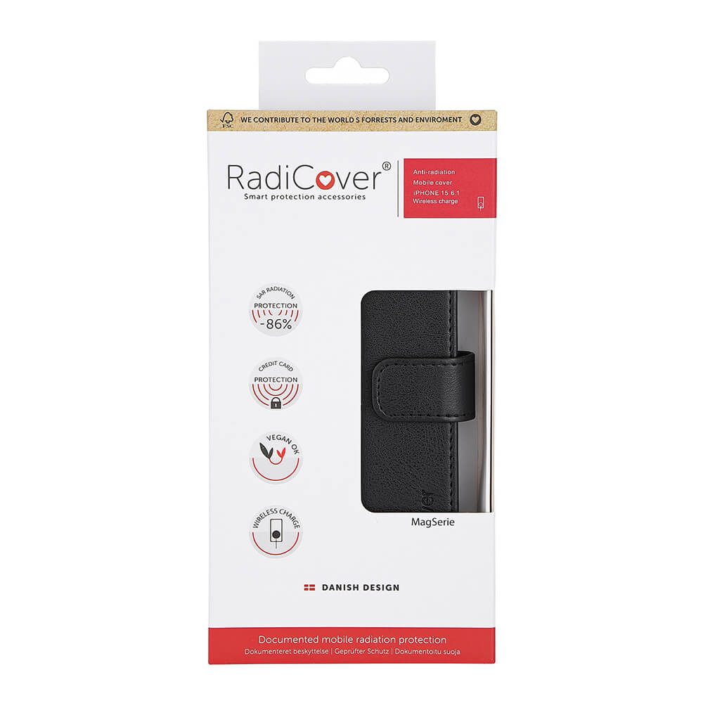 Radicover Radicover iPhone 15 Fodral MagSafe Strålningsskydd Svart