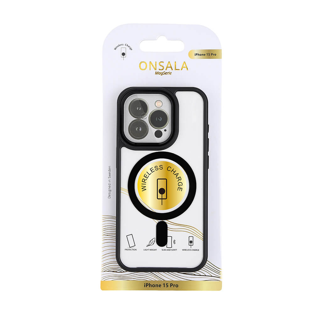 Onsala ONSALA iPhone 15 Pro Skal Bumper MagSafe Svart/Transparent