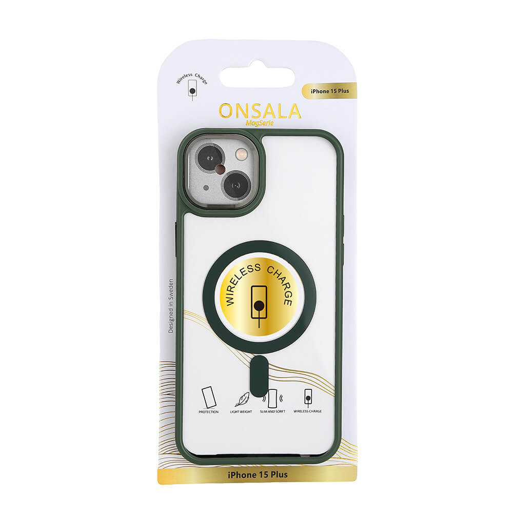 Onsala ONSALA iPhone 15 Plus Skal Bumper MagSafe Grön/Transparent
