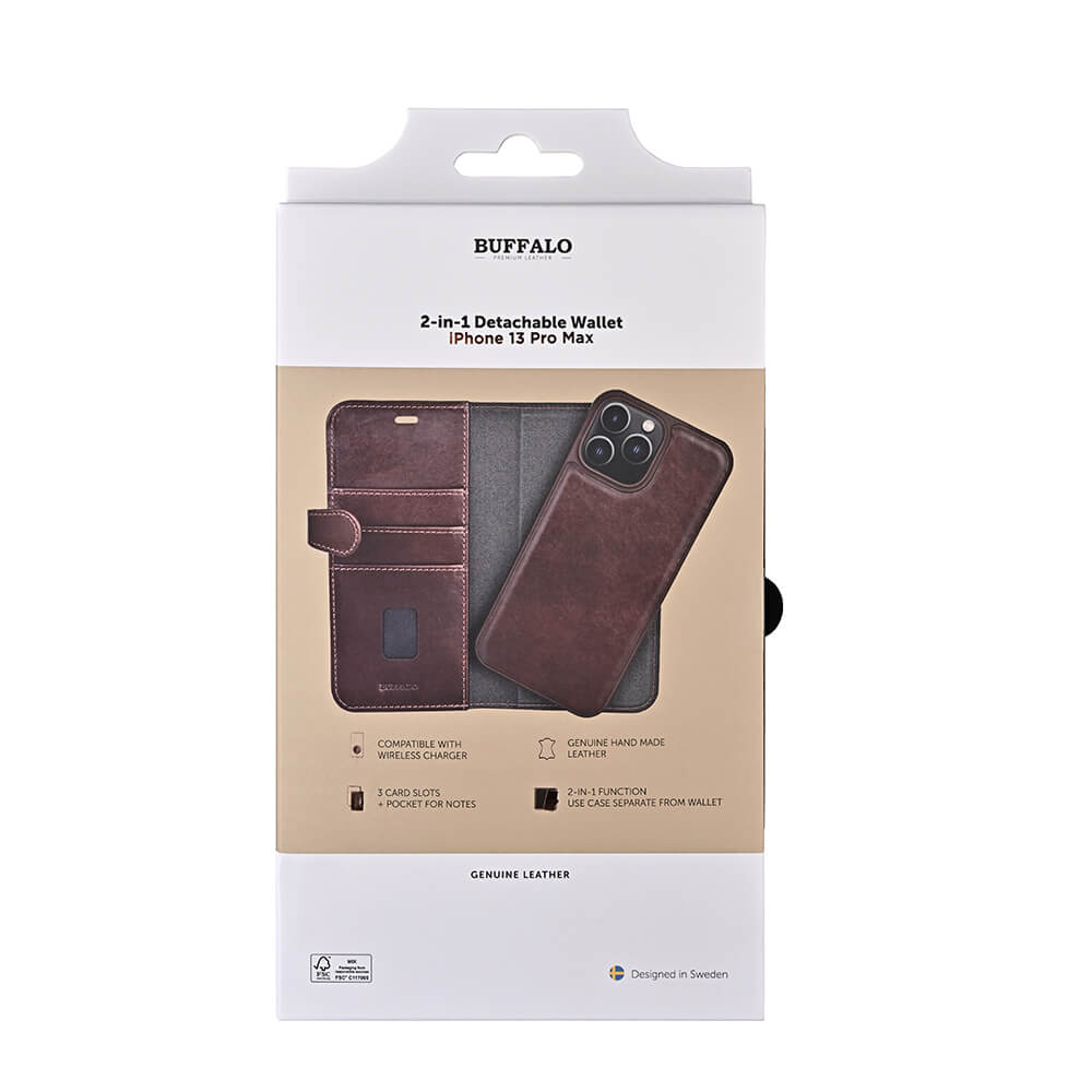 Buffalo Buffalo iPhone 13 Pro Max Fodral 2in1 Äkta Läder Brun