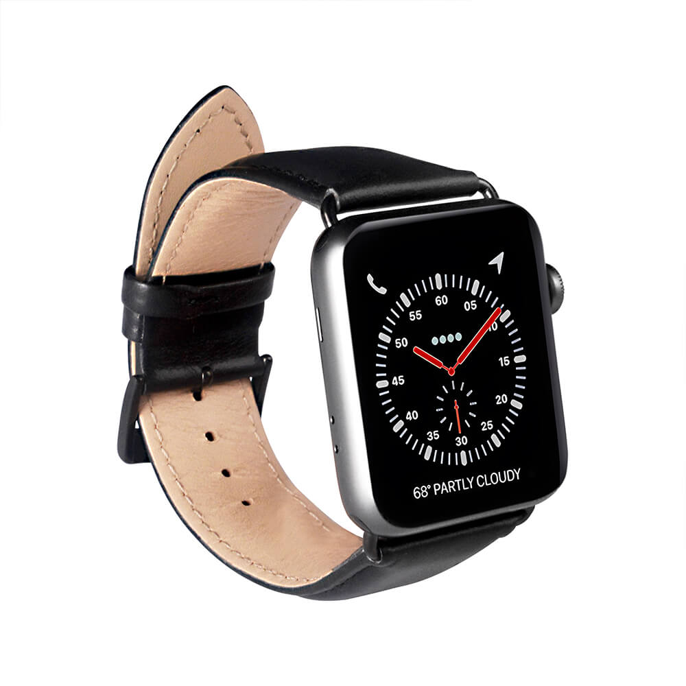 Buffalo Buffalo Apple Watch 42/41/40/38 mm Armband Äkta Läder Svart