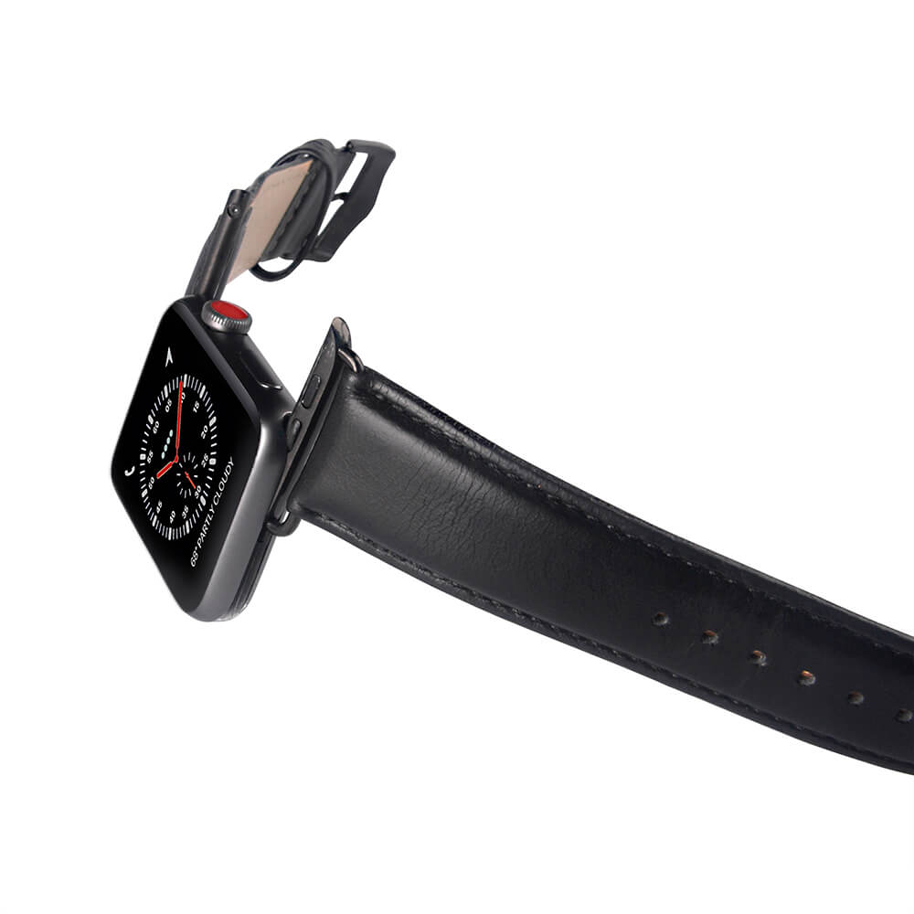 Buffalo Buffalo Apple Watch 42/44/45/49 mm Armband Äkta Läder Svart