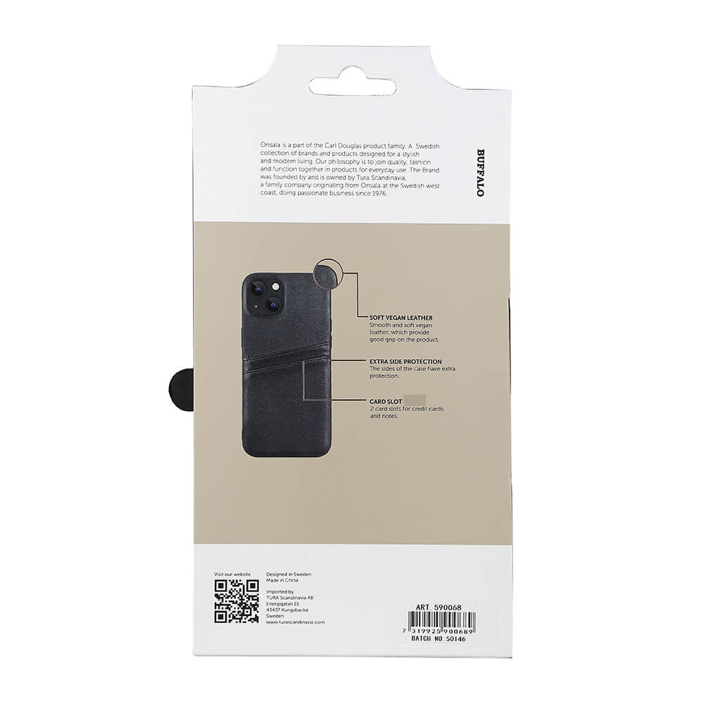 Buffalo Buffalo iPhone 14 / 13 Skal Läder Med 2 Kortfack Svart