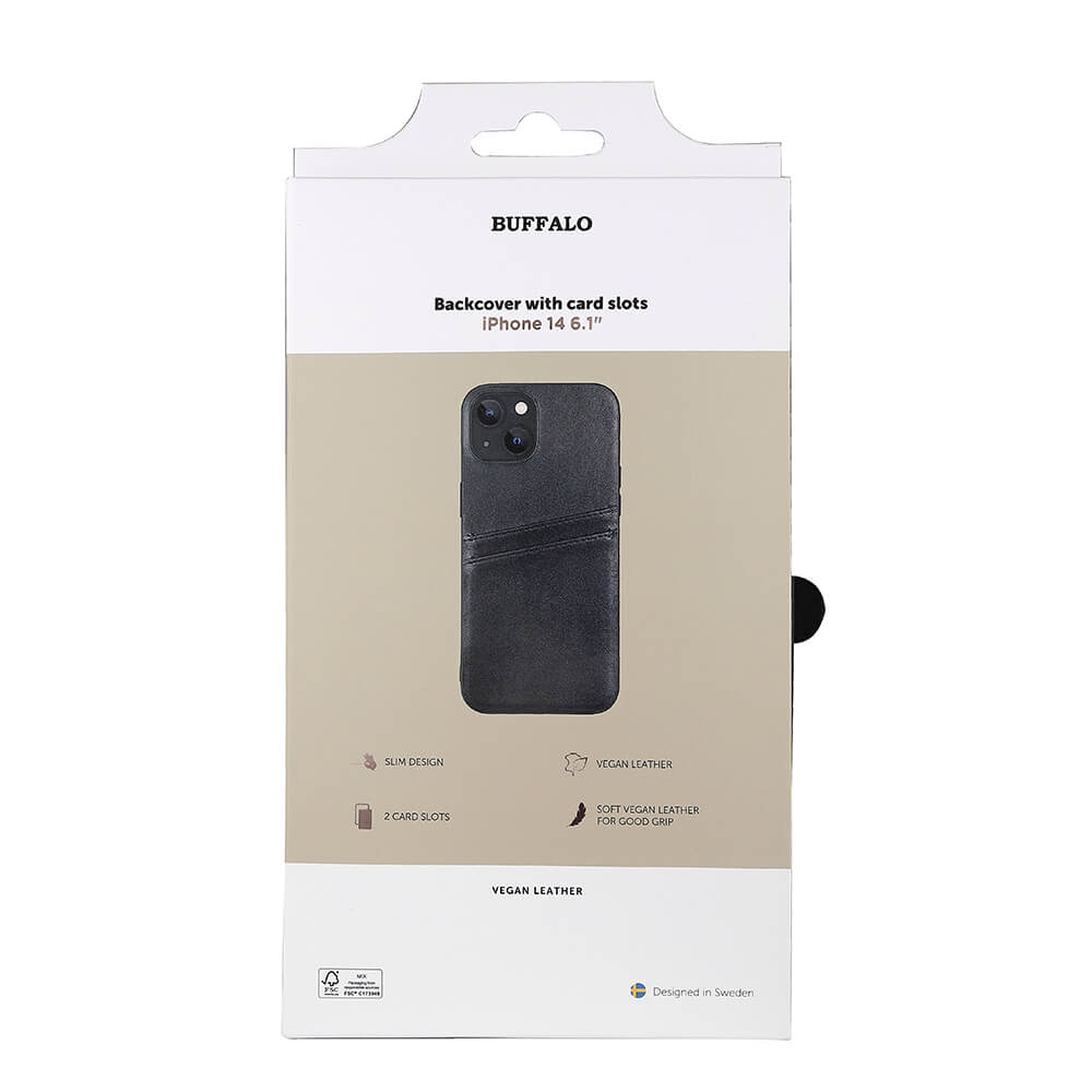 Buffalo Buffalo iPhone 14 / 13 Skal Läder Med 2 Kortfack Svart