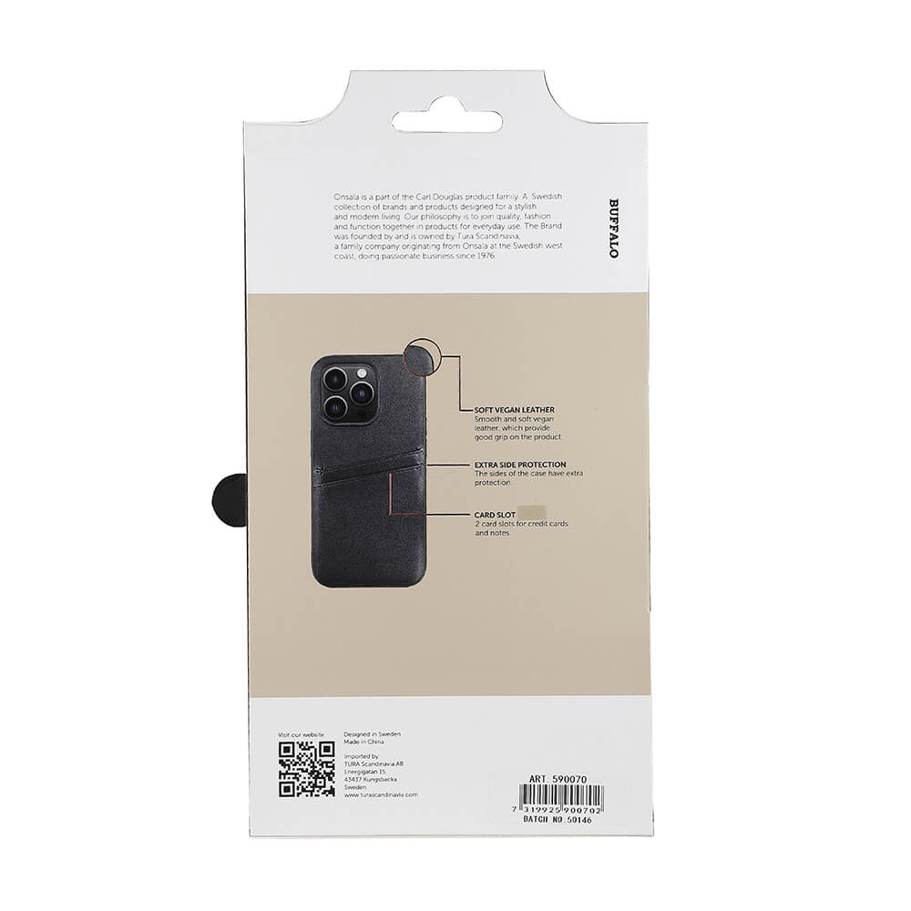 Buffalo Buffalo iPhone 14 Pro Skal Läder Med 2 Kortfack Svart