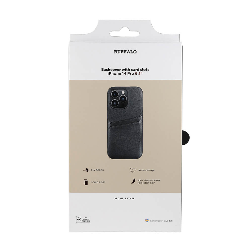 Buffalo Buffalo iPhone 14 Pro Skal Läder Med 2 Kortfack Svart