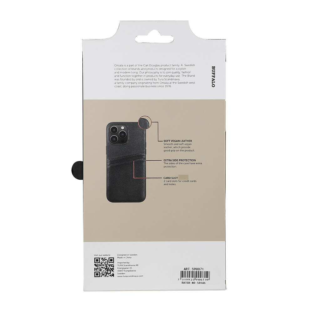 Buffalo Buffalo iPhone 14 Pro Max Skal Läder Med 2 Kortfack Svart