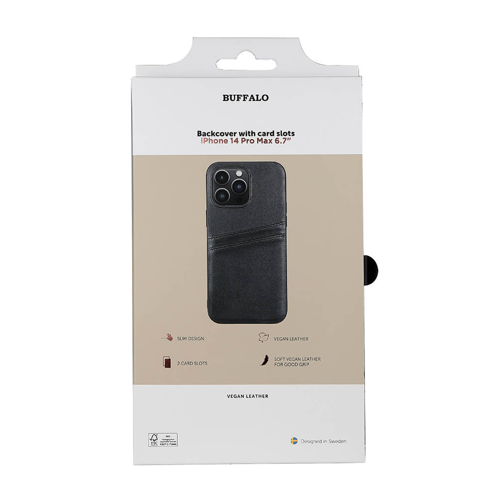 Buffalo Buffalo iPhone 14 Pro Max Skal Läder Med 2 Kortfack Svart