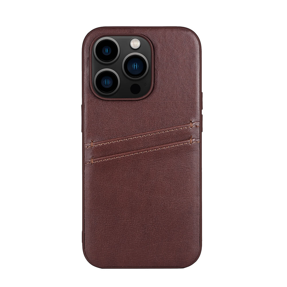 Buffalo Buffalo iPhone 14 Pro Skal Läder Med 2 Kortfack Brun