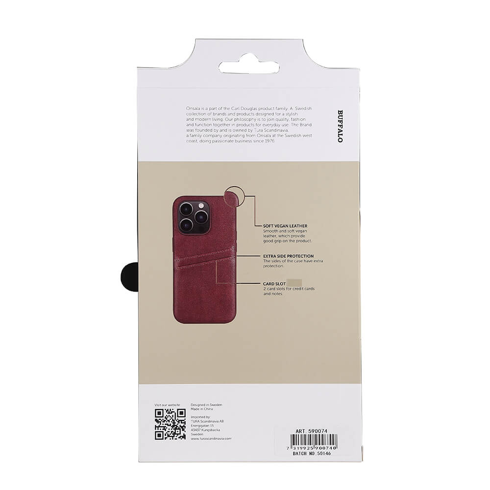 Buffalo Buffalo iPhone 14 Pro Skal Läder Med 2 Kortfack Brun