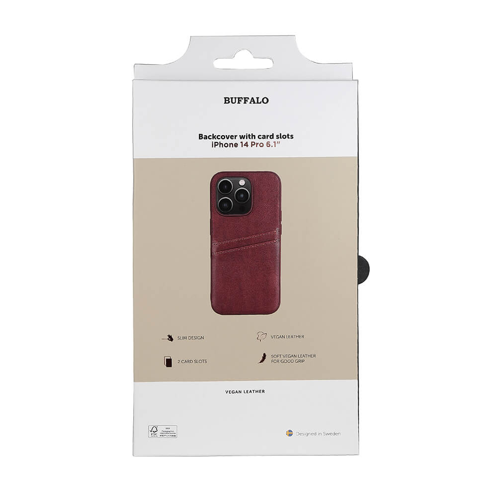 Buffalo Buffalo iPhone 14 Pro Skal Läder Med 2 Kortfack Brun