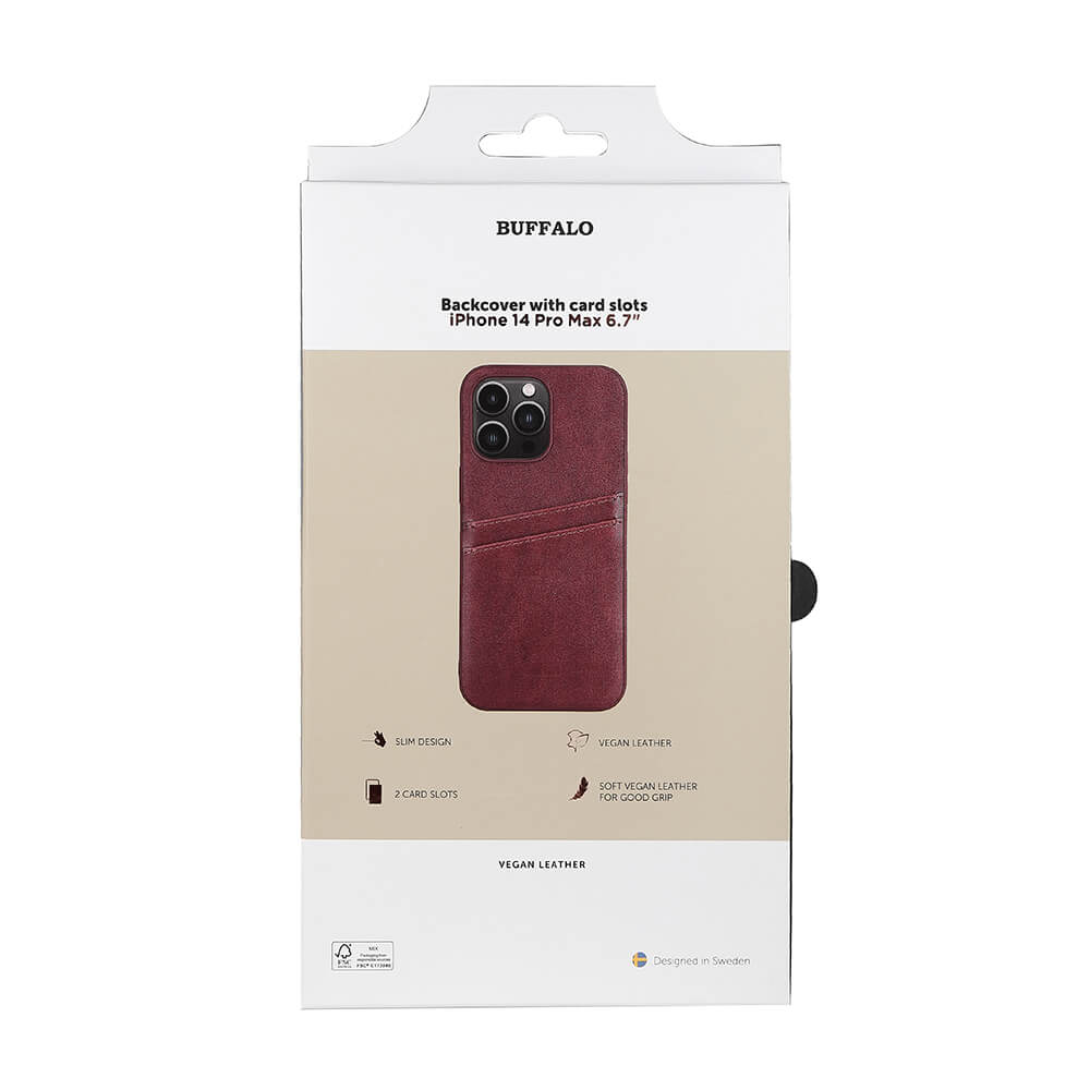 Buffalo Buffalo iPhone 14 Pro Max Skal Läder Med 2 Kortfack Brun