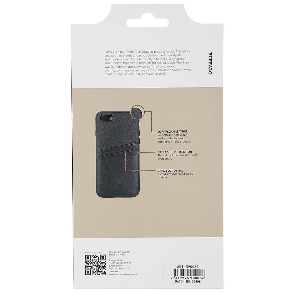 Buffalo Buffalo iPhone 7/8/SE Skal Läder Med 2 Kortfack Svart
