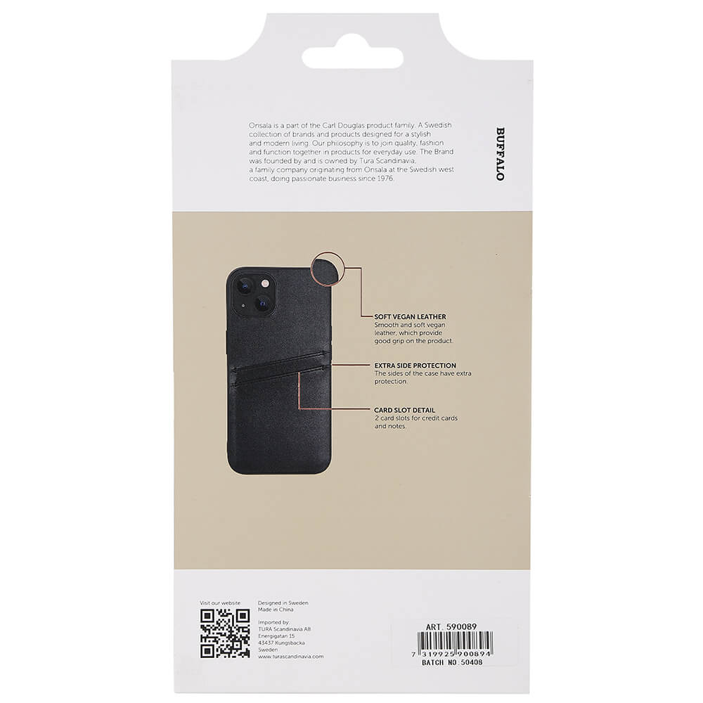 Buffalo Buffalo iPhone 13 Skal Läder Med 2 Kortfack Svart