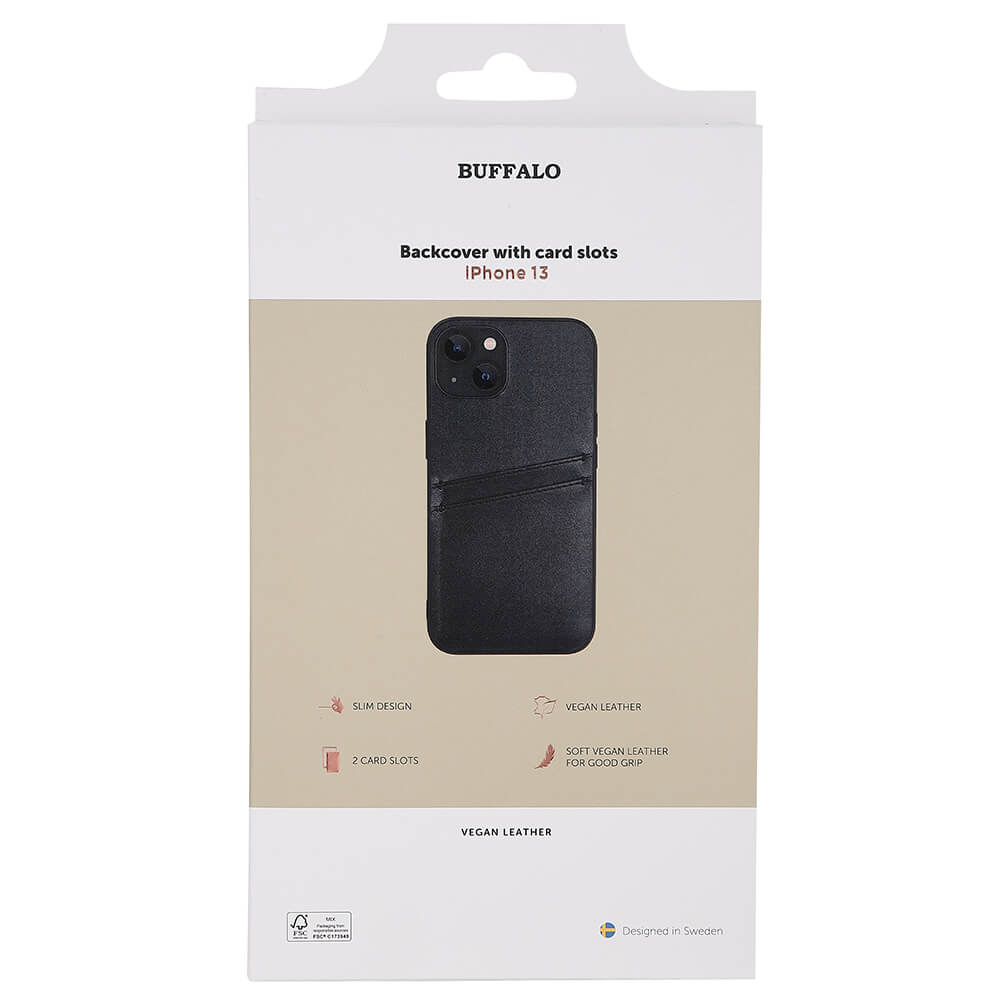 Buffalo Buffalo iPhone 13 Skal Läder Med 2 Kortfack Svart