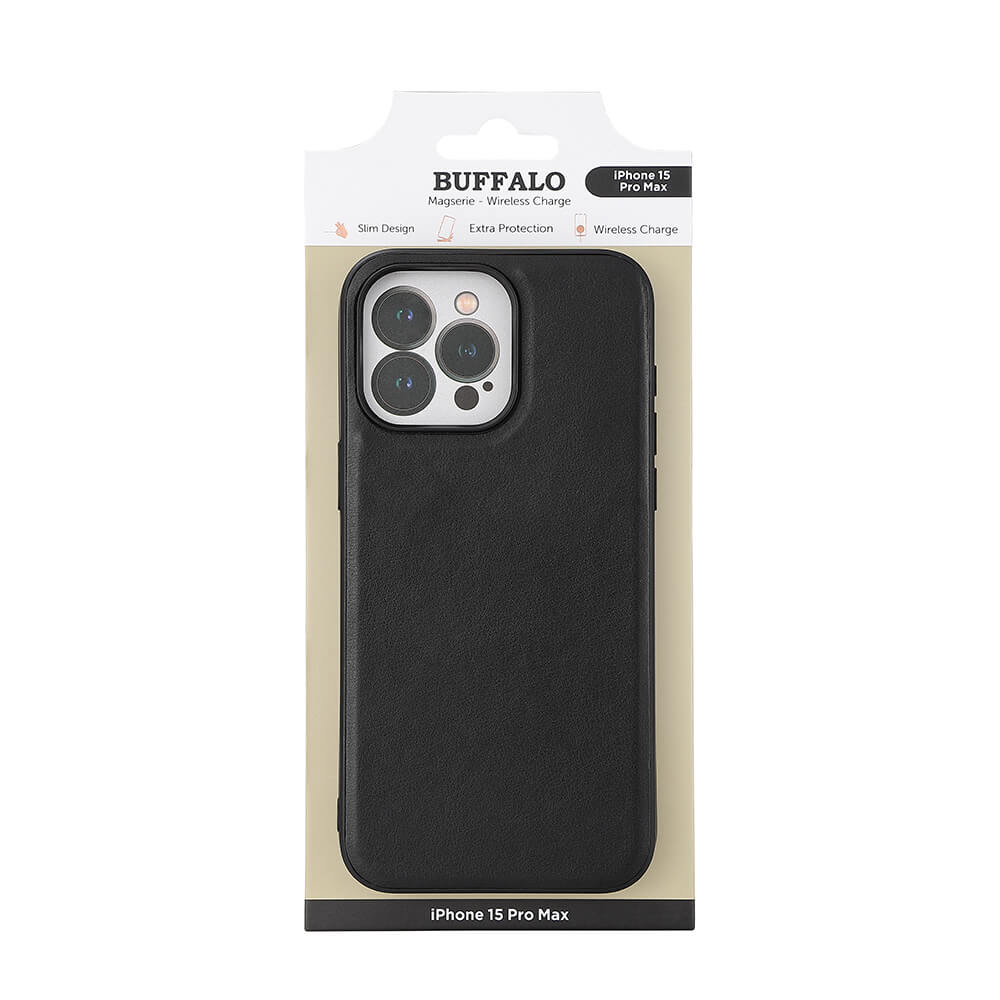 Buffalo Buffalo iPhone 15 Pro Max Mobilskal MagSafe Läder Svart