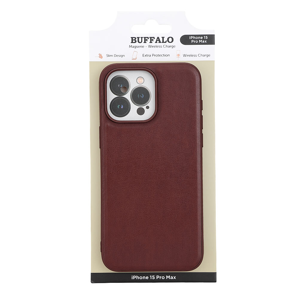 Buffalo Buffalo iPhone 15 Pro Max Mobilskal MagSafe Läder Brun