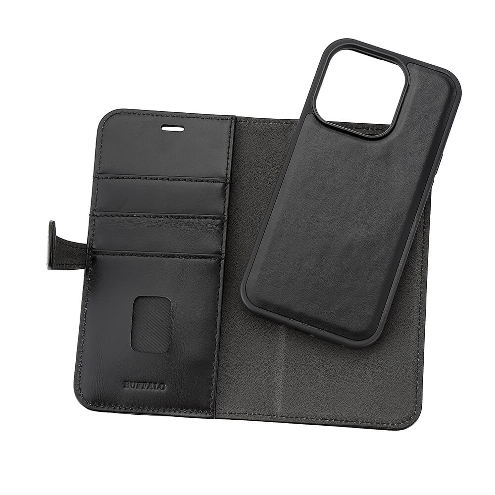 Buffalo Buffalo iPhone 15 Pro Fodral 2in1 Äkta Läder Svart