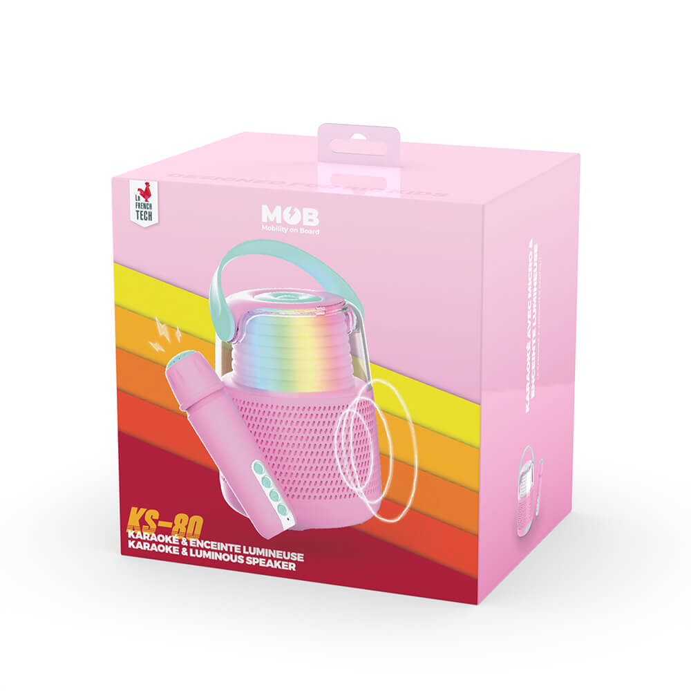 Mobility On Board MOB Högtalare Karaoke Kit Mic LED Rosa