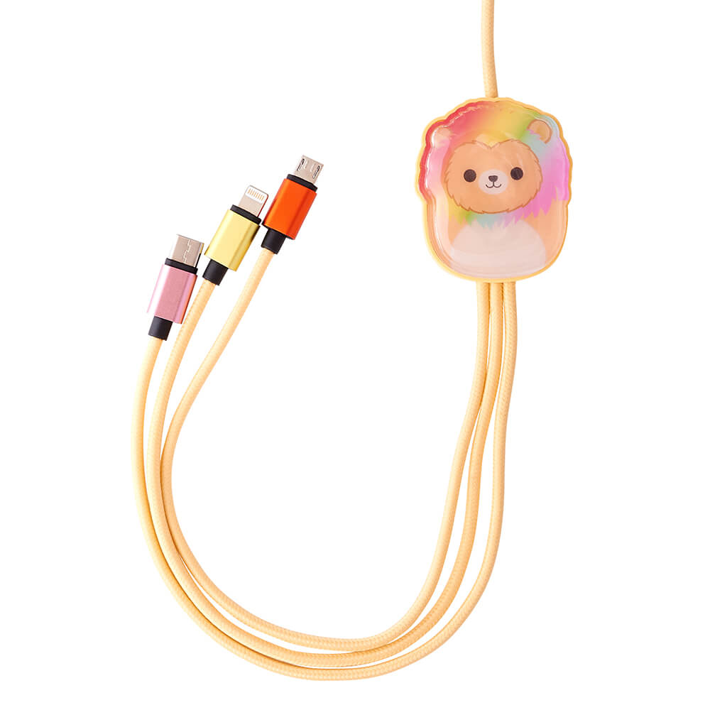 Squishmallows Squishmallows Laddningskabel 1,2m 3in1 USB-C/Micro/Lightning Leonard