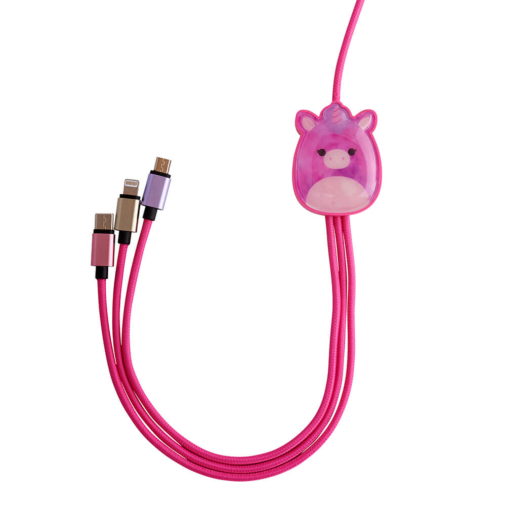 Squishmallows Squishmallows Laddningskabel 1,2m 3in1 USB-C/Micro/Lightning Lola