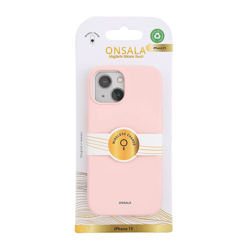 Onsala ONSALA iPhone 15 MagSafe Skal Med Silikonyta Chalk Pink