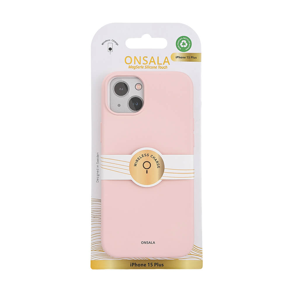 Onsala ONSALA iPhone 15 Plus MagSafe Skal Med Silikonyta Chalk Pink