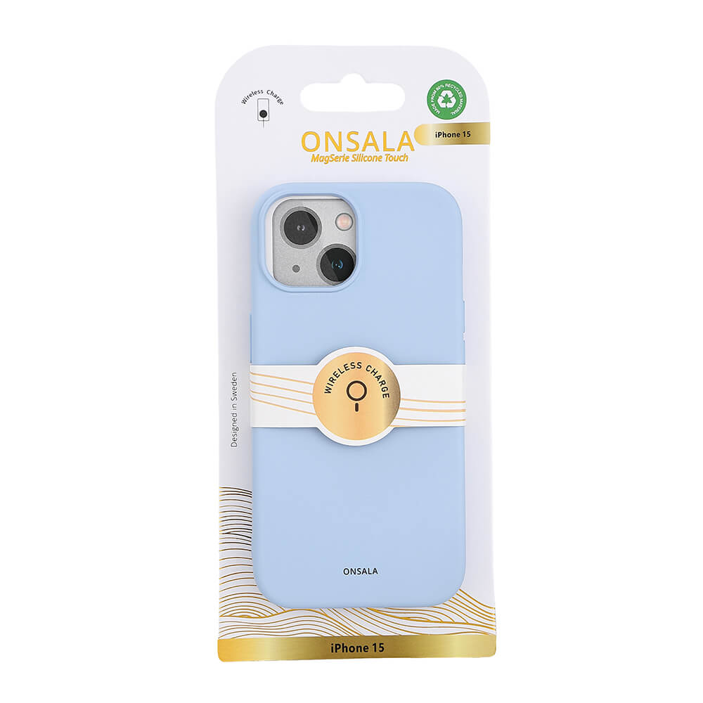 Onsala ONSALA iPhone 15 MagSafe Skal Med Silikonyta Ljusblå