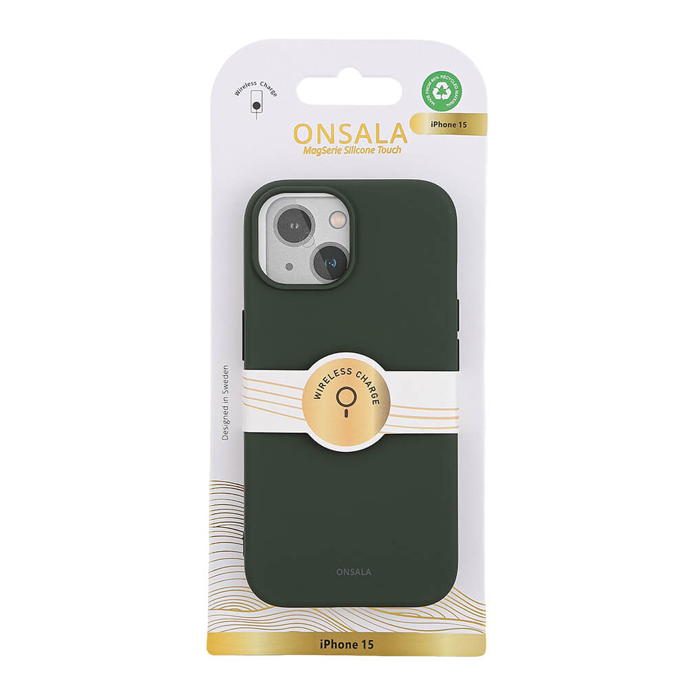 Onsala ONSALA iPhone 15 MagSafe Skal Med Silikonyta Olivgrön