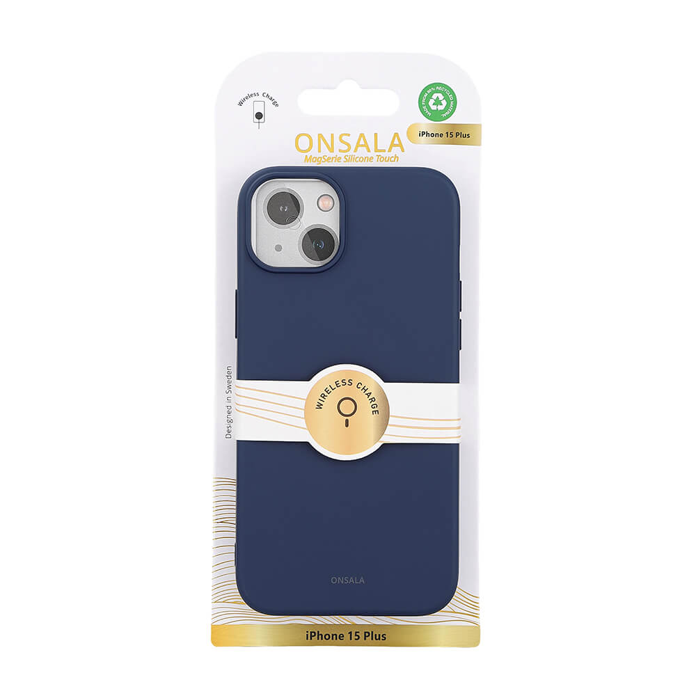 Onsala ONSALA iPhone 15 Plus MagSafe Skal Med Silikonyta Blå