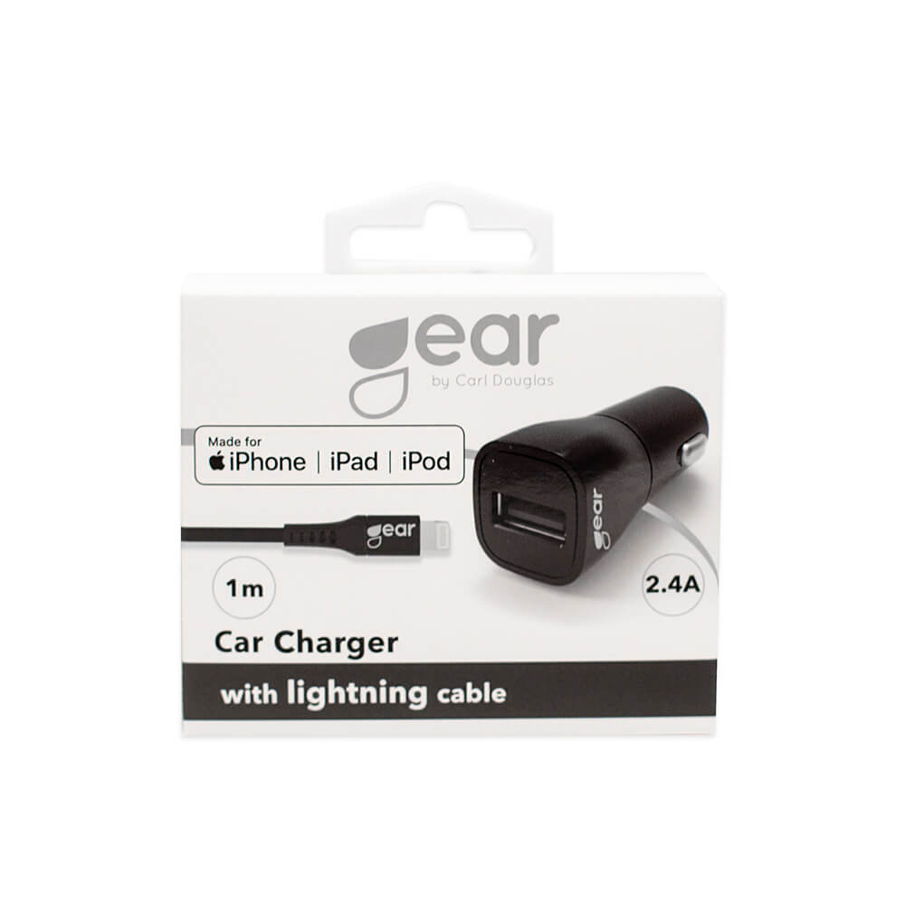 Gear GEAR Billaddare 1xUSB 2.4A Inkl. 1m Lightning MFi Kabel Svart