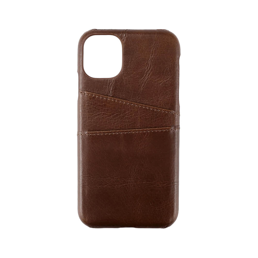 Onsala ONSALA iPhone 11 Skal Äkta Läder Kortfack Brun