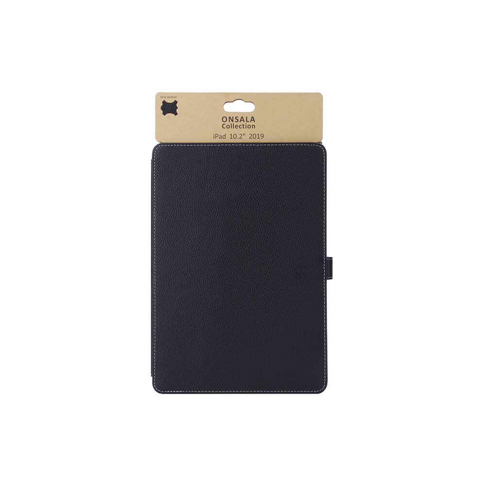 Onsala ONSALA iPad 10.2 2019/2020/2021 Fodral Äkta Läder Svart