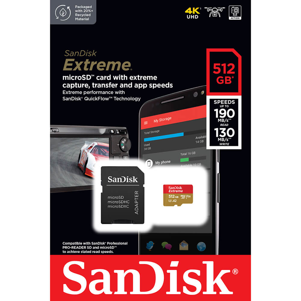 SanDisk SanDisk MicroSDXC Extreme 512 GB 190MB/s Inkl. Adapter