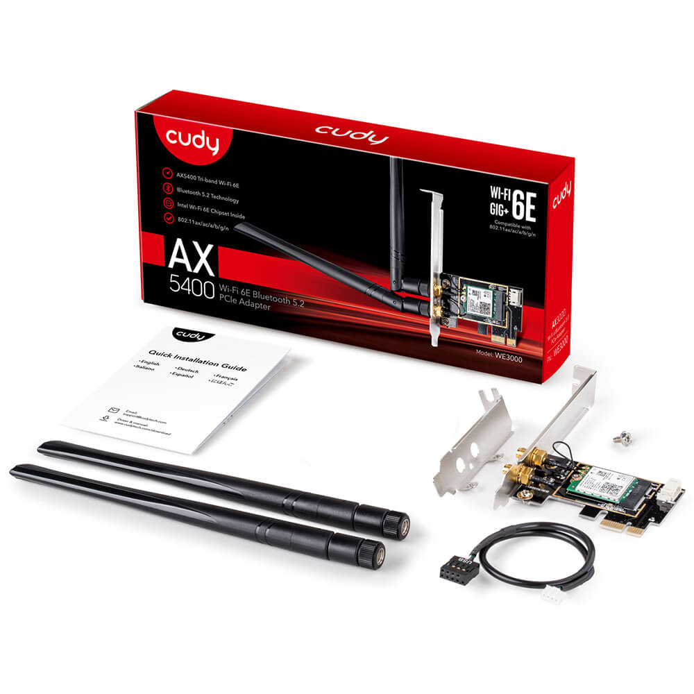 Cudy Cudy Adapter PCI-E WE3000 AX5400 Wi-Fi 6 Svart
