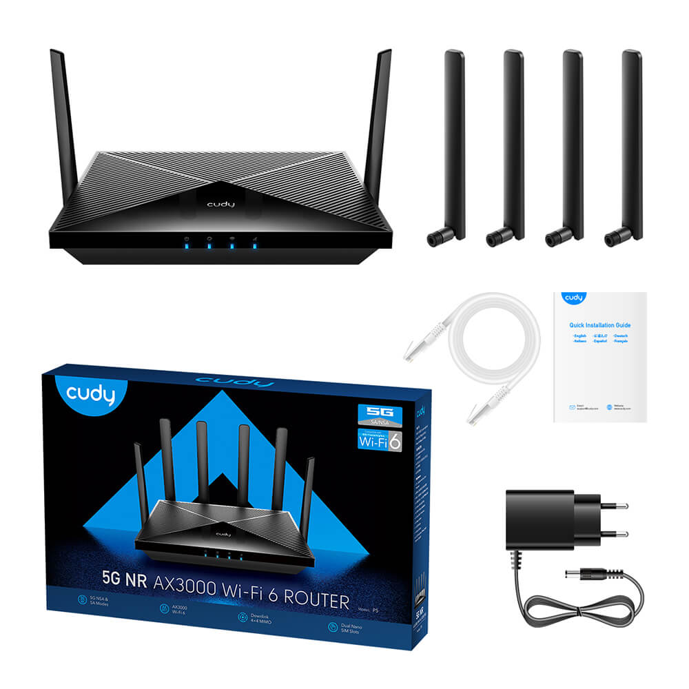 Cudy Cudy 5G Router P5 Rel 16 AX3000 Gigabit Dual-SIM Svart