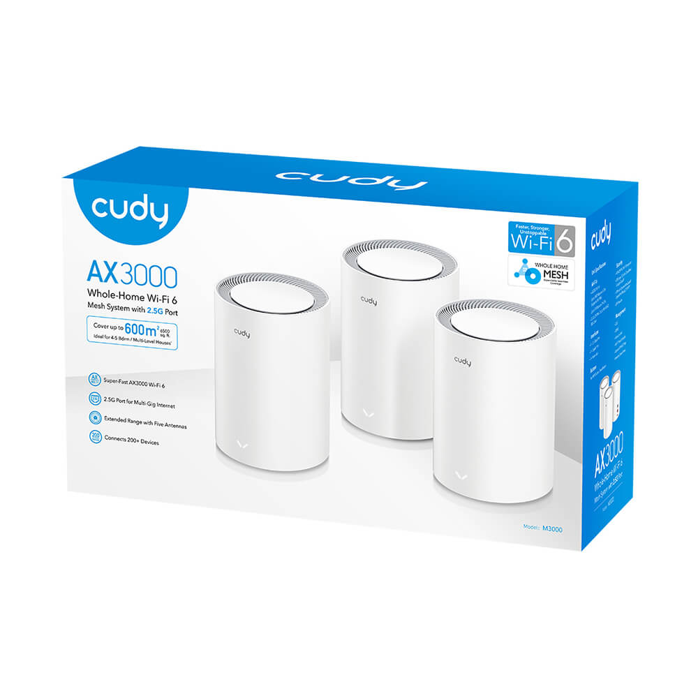 Cudy Cudy Mesh Solution M3000 3-pack AX3000 Gigabit Wi-Fi 6 2.5G Vit